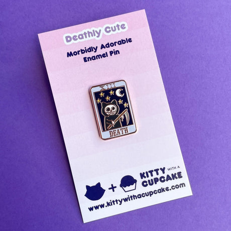 Pin de esmalte del gatito del Tarot de la muerte