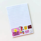 Letter writing set with a fun office supplies theme by Karen Schipper.

Set includes:

8 5.82" x 8.26" writing sheets
4 illustrated envelopes
4 sticker seals