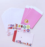 Letter writing set with a fun office supplies theme by Karen Schipper.

Set includes:

8 5.82" x 8.26" writing sheets
4 illustrated envelopes
4 sticker seals