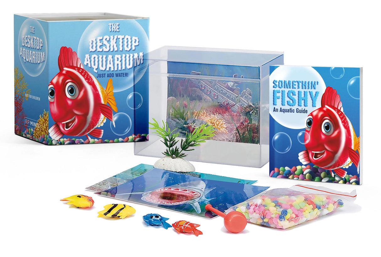 The perfect pets -- a complete miniature restful aquarium with magnetic fish you can make swim! They don't require allergy shots, expensive pet sitters, or diamond-studded collars. Desktop fish are the perfect pets and will always be there to entertain you, even if you forget to feed them for months on end! Following on the popularity of virtual pets, this desktop aquarium will be a fun addition to the workplace. It also makes a great gift for animal lovers.

Kit includes two magnetic fish, magnetic wand to