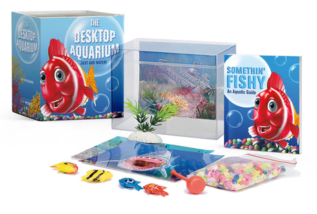 The perfect pets -- a complete miniature restful aquarium with magnetic fish you can make swim! They don't require allergy shots, expensive pet sitters, or diamond-studded collars. Desktop fish are the perfect pets and will always be there to entertain you, even if you forget to feed them for months on end! Following on the popularity of virtual pets, this desktop aquarium will be a fun addition to the workplace. It also makes a great gift for animal lovers.

Kit includes two magnetic fish, magnetic wand to