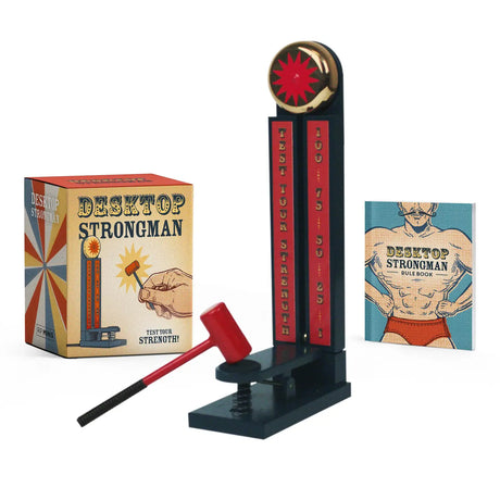 Based off the beloved carnival game, this desktop kit includes everything you need to become a high striker!

Kit includes:

7-1/4" rail and pellet
Bell with sound
Hammer
32-page book with history, techniques, and the rules of the game