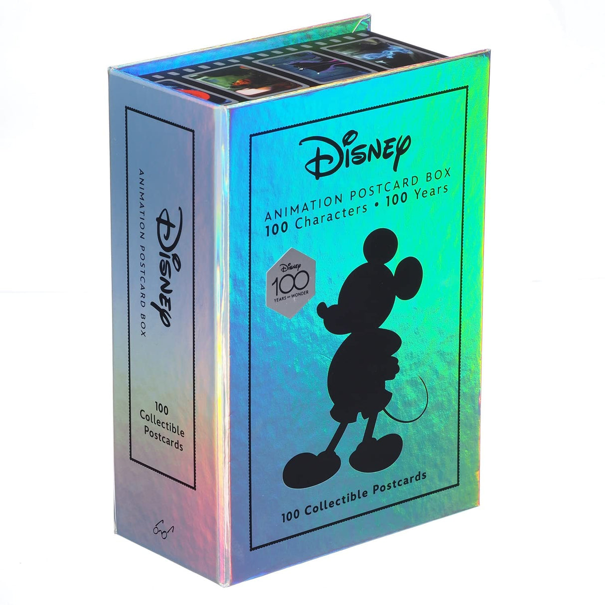 This collectible keepsake box of postcards features 100 beloved Disney and Pixar characters in celebration of 100 years of Disney animation.

This collectible postcard box celebrates the enduring magic of Disney over the last 100 years with 100 of your favorite Disney and Pixar characters-from Mickey Mouse, Woody, and Olaf to Maleficent, Scar, and Ursula. Including final frames of the most beloved heroes, loyal sidekicks, and wicked villains throughout Disney's animation history, these 100 high-quality, ful