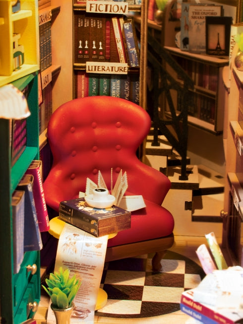 Kit de rincón de libros para librería, casa en miniatura de bricolaje
