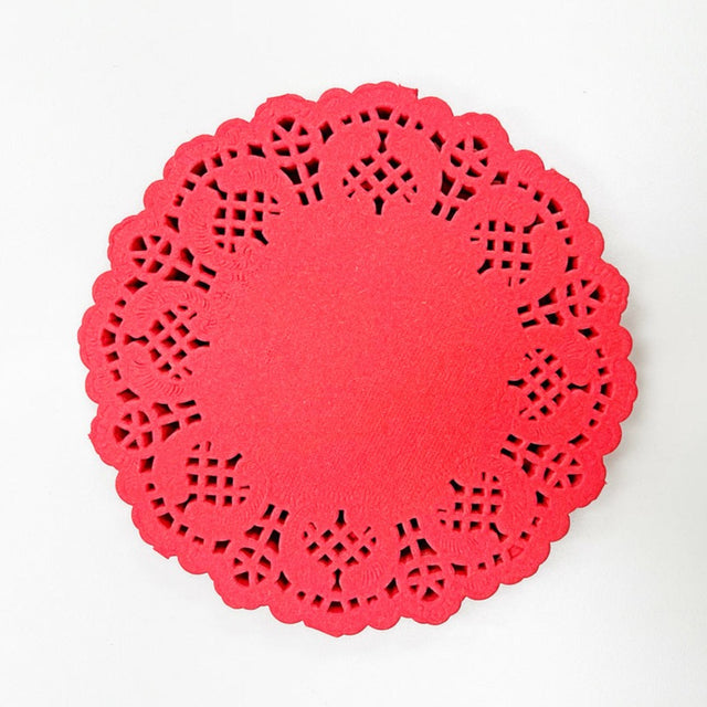 Doily Red Tulip 4.5" Doilies 100ct