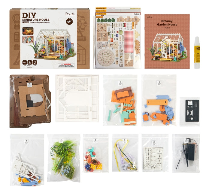 Kit de casa en miniatura para hacer tú mismo una casa con jardín de ensueño