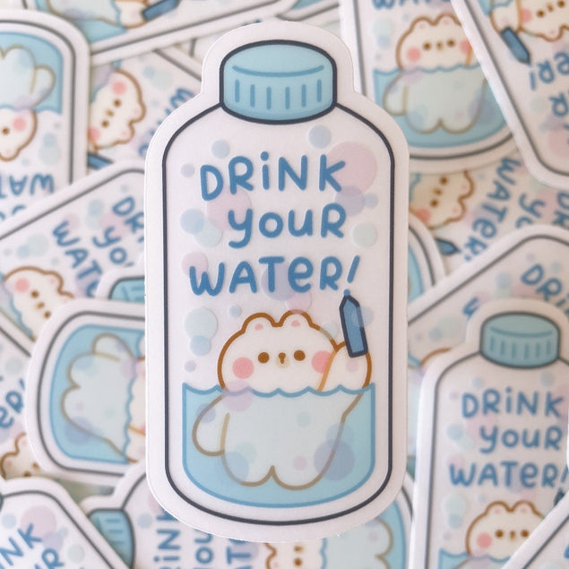 Sticky Rice Co - Drink Your Water Rice the Bear Vinyl Sticker