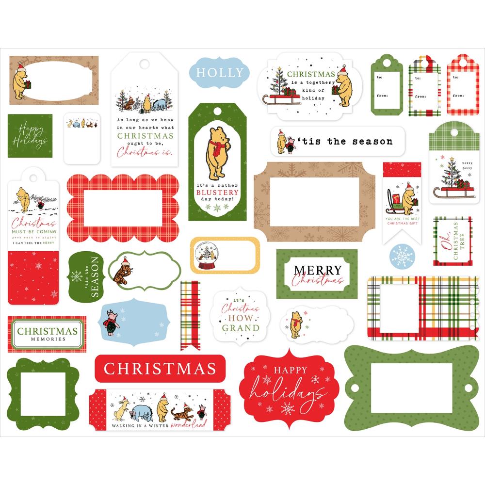 Echo Park Ephemera - Frames & Tags, Winnie The Pooh Christmas