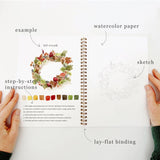 Twelve autumn illustrations — a pumpkin, squirrel, fall leaves, vintage truck, mum bouquet, fall wreath, and more — each pre-outlined with step-by-step instructions. Paintings take about thirty minutes from start to finish, making it approachable for first-time painters and a favorite for gifting.

12 beginner-friendly illustrations
Thick 120lb watercolor paper&nbsp;
Lay-flat pages with spiral binding for hassle-free painting and easy tear-out&nbsp;
Lightly outlined sketches to guide you&nbsp;
Easy to carry