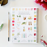Emily Lex Studio Watercolor Workbook - Tropical

Twelve tropical illustrations — a palm tree, hibiscus, sea turtle, flamingo, pineapple, surfboards, and more — each pre-outlined with step-by-step instructions. Paintings take about thirty minutes from start to finish, making it approachable for first-time painters and a favorite for gifting.

12 beginner-friendly illustrations
Thick 120lb watercolor paper&nbsp;
Lay-flat pages with spiral binding for hassle-free painting and easy tear-out&nbsp;
Lightly outlin
