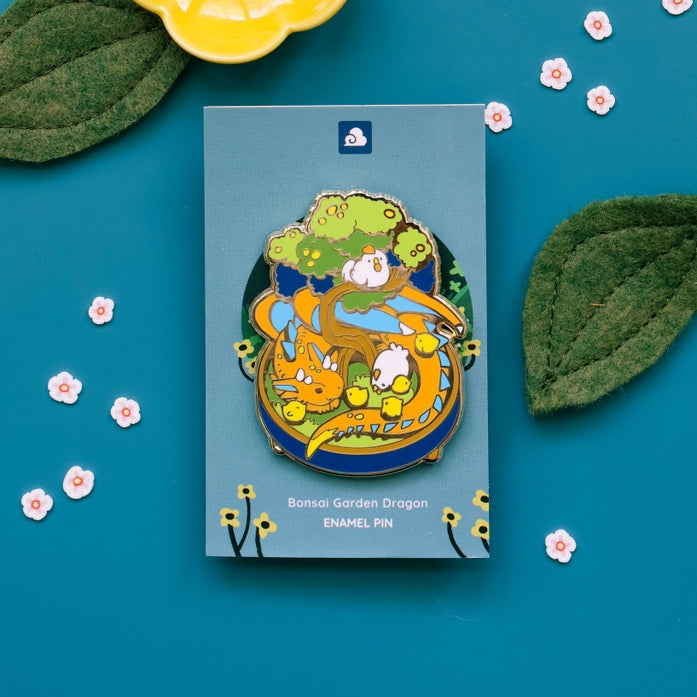 Pin de esmalte de dragón de jardín de bonsái