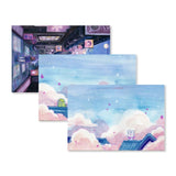 Send a note from Sakura Street with this set of three premium postcards featuring Cindy Duong's original illustrations. The set includes the Dino Sky, Dino Sakura, and Sakura Street designs, each printed on heavyweight cardstock. A custom address layout on the reverse adds more of the collection's playful artwork to every piece of correspondence.