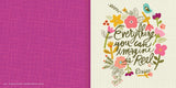 Relish life, love, and friendship—and share it with everyone you love. Created by the editors of Flow magazine, Everything Grows with Love features dozens of uplifting quotes and sayings in original graphics and hand-lettering by 20 contributing artists and illustrators. On each page, affirmations, motivational sayings, and quotes are illuminated in gorgeous calligraphy, playful photomontages, and exquisite embroidery.