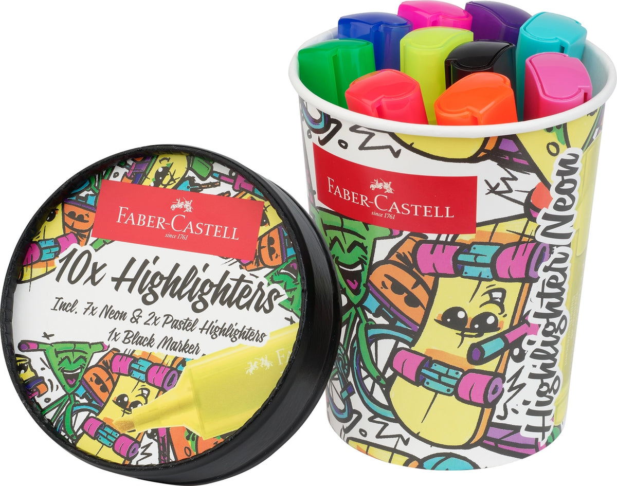 Faber-Castell Highlighters Fluorescent Colors - Cup of 10
