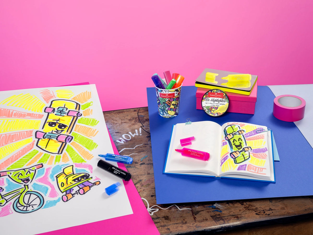 Faber-Castell Highlighters Fluorescent Colors - Cup of 10