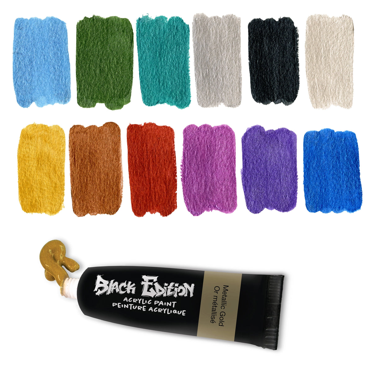 Faber-Castell Black Edition Acrylic Liquid Paint Tubes - Metallic

Acrylic paint set with 12 tubes of paint, each 03. fl oz (9ml) in size.
