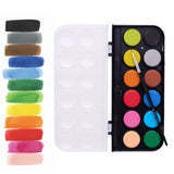 This complete watercolor paint cake set features 12 vibrant colors and includes a paint brush. The pigment packed paints are easy to mix and blend and feature deep pans of opaque colors that work on paper, canvas and wood.