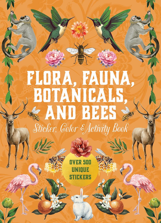 Celebrate the diversity of life on earth with 500+ stickers, 50+ activity and coloring pages, and instructions for candle making, drying bouquets, and so much more!
With Flora, Fauna, Botanicals, and Bees Sticker, Color & Activity Book, you can take a closer look at the things that are living all around you—that’s more than 2 million non-plant species (fauna) and nearly 400,000 plants (flora).

These numbers merely scratch the surface. Estimates vary, but that figure could actually be millions—if not billio