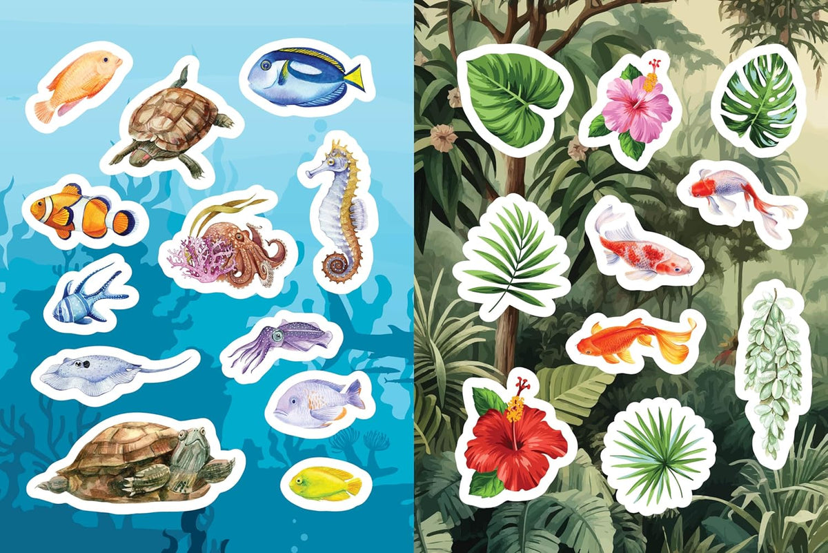 Celebrate the diversity of life on earth with 500+ stickers, 50+ activity and coloring pages, and instructions for candle making, drying bouquets, and so much more!
With Flora, Fauna, Botanicals, and Bees Sticker, Color & Activity Book, you can take a closer look at the things that are living all around you—that’s more than 2 million non-plant species (fauna) and nearly 400,000 plants (flora).

These numbers merely scratch the surface. Estimates vary, but that figure could actually be millions—if not billio