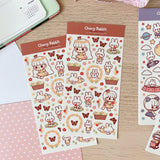 Cherry Rabbit Flowers & Butterflies Sticker Sheet