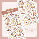 Cherry Rabbit Flowers & Butterflies Sticker Sheet