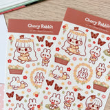 Cherry Rabbit Flowers & Butterflies Sticker Sheet