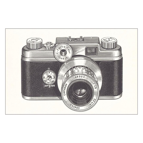 Elevate your inventory with this classic 3.5" x 5.5" postcard featuring an image from our Photography & Film Related collection titled Argus Camera.