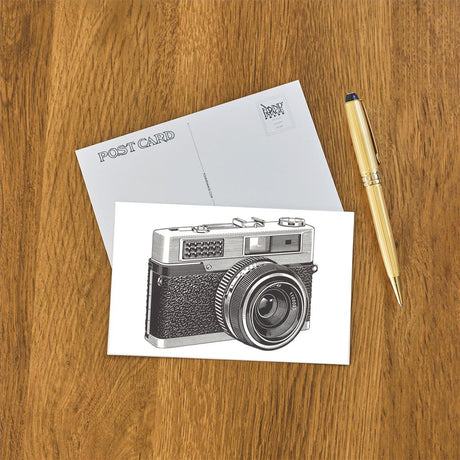 Elevate your inventory with this classic 3.5" x 5.5" postcard featuring an image from our Photography & Film Related collection titled Camera with Built-in Flash.