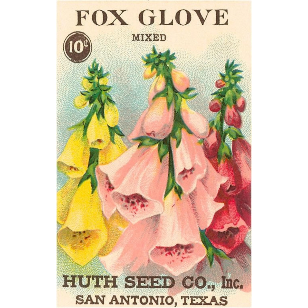 Elevate your inventory with this classic 3.5" x 5.5" postcard featuring an image from our Gardening collection titled Foxglove Seed Packet.