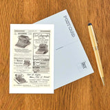Found Image Press - Old Typewriter Advertisement Postcard

Elevate your inventory with this classic 3.5" x 5.5" postcard featuring an image from our American Commerce collection titled Old Typewriter Advertisement. It captures a nostalgic, vintage-inspired aesthetic that customers love. Perfect for adding a charming, retro flair to your repertoire.

• Size: 3.5" × 5.5"

• Made in USA using biodegradable, recycled, and recyclable materials