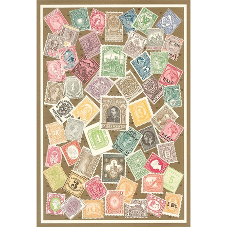 Elevate your inventory with this classic 3.5" x 5.5" postcard featuring an image from our Literature &amp; Letters collection titled Stamps of the World.