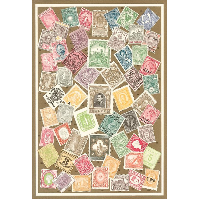 Elevate your inventory with this classic 3.5" x 5.5" postcard featuring an image from our Literature &amp; Letters collection titled Stamps of the World.