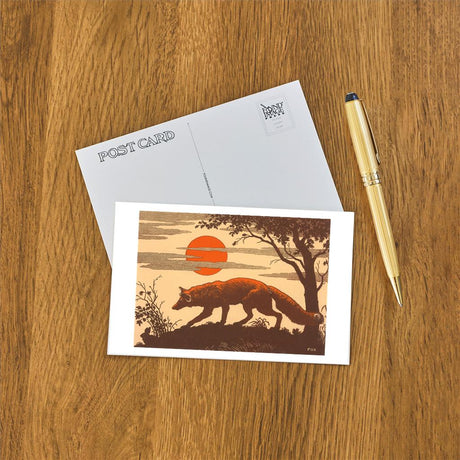 Elevate your inventory with this classic 3.5" x 5.5" postcard featuring an image from our Wildlife collection titled Woodcut of Fox.