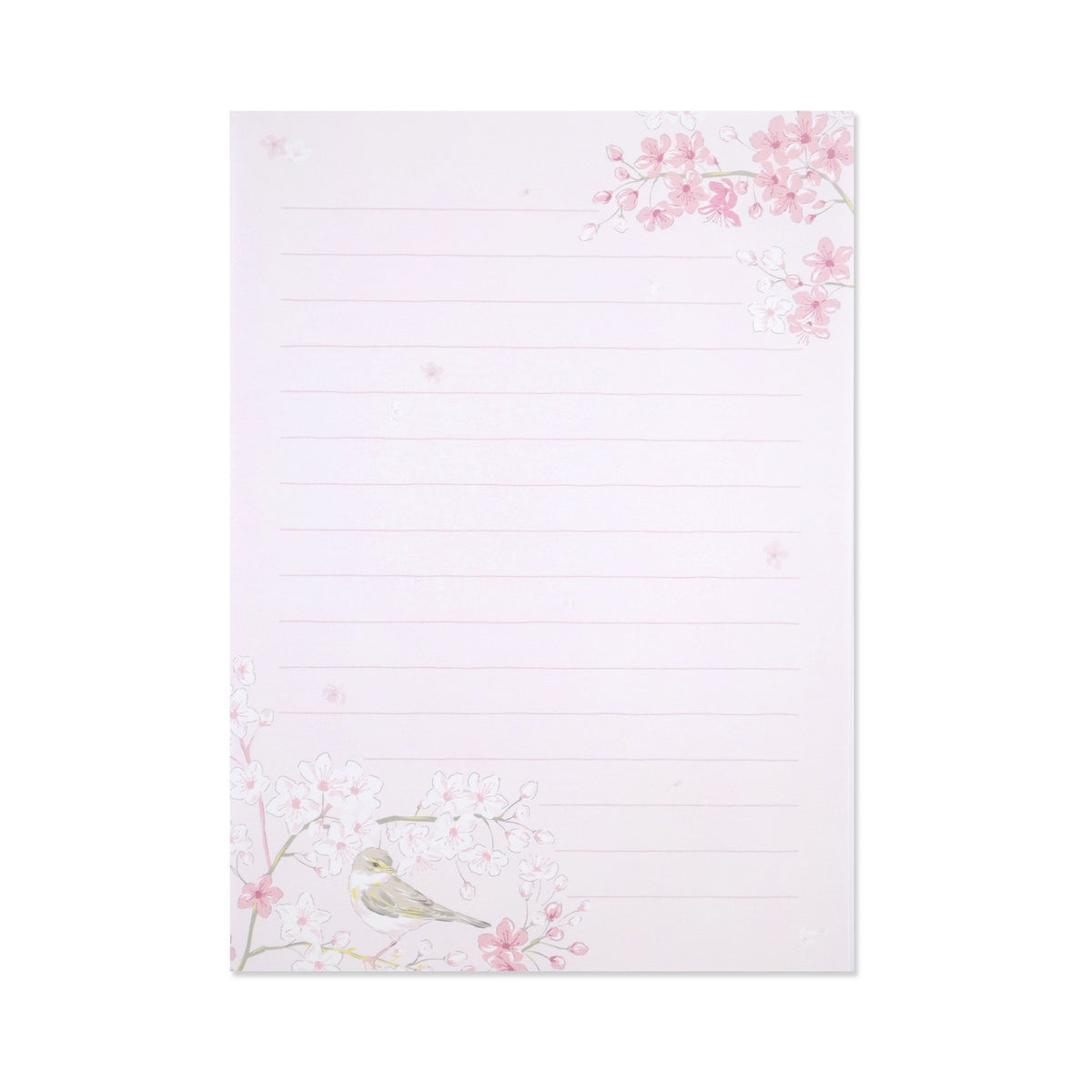 This stationery paper is perfect for various spring occasions, such as seasonal greetings that evoke the start of spring or letters of gratitude to those who have helped you at milestones in your new life. Two designs, 18 sheets in total. The ruled lines make writing easier, which is also a nice touch.