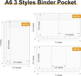 Frosted A6 Binder Sleeves

This set includes three functional styles—one pocket, two pockets, and three pockets per sleeve—giving you flexible storage for stickers, notes, receipts, journaling cards, and other planner essentials. Both the full‑page and two‑pocket sleeves feature protective flaps to prevent your items from slipping out. With five sleeves of each style, you’ll have plenty of options to customize your binder layout.&nbsp;