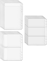 Frosted A6 Binder Sleeves

This set includes three functional styles—one pocket, two pockets, and three pockets per sleeve—giving you flexible storage for stickers, notes, receipts, journaling cards, and other planner essentials. Both the full‑page and two‑pocket sleeves feature protective flaps to prevent your items from slipping out. With five sleeves of each style, you’ll have plenty of options to customize your binder layout.&nbsp;