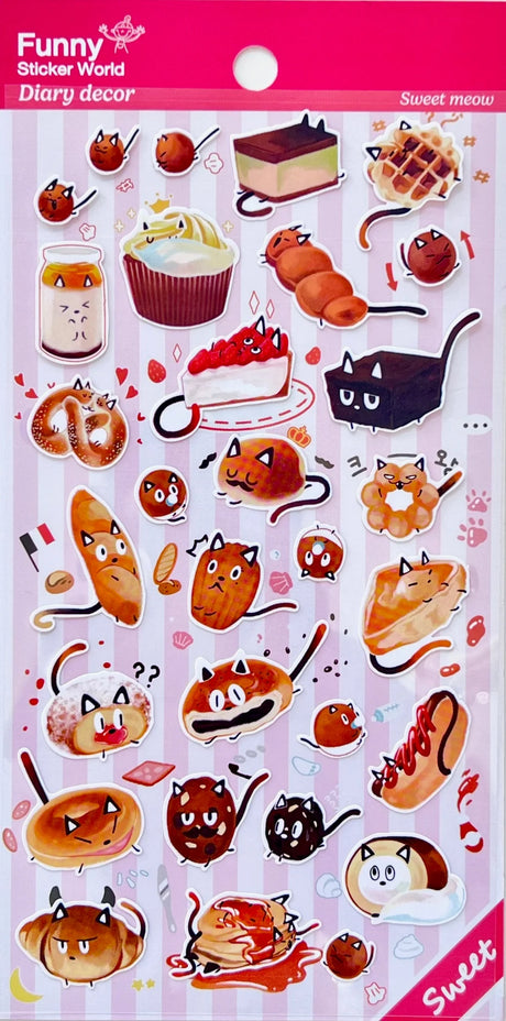 Funny Sticker World - Sweet Meow Sticker Sheet

Add a dash of delicious charm to your journal, planner, or happy mail with the sweet meow sticker sheet from Funny Sticker World. Featuring adorable dessert cat characters, this sheet brings a playful, cozy vibe to any creative project.

Sticker sheet&nbsp;
Includes 1 sticker sheet