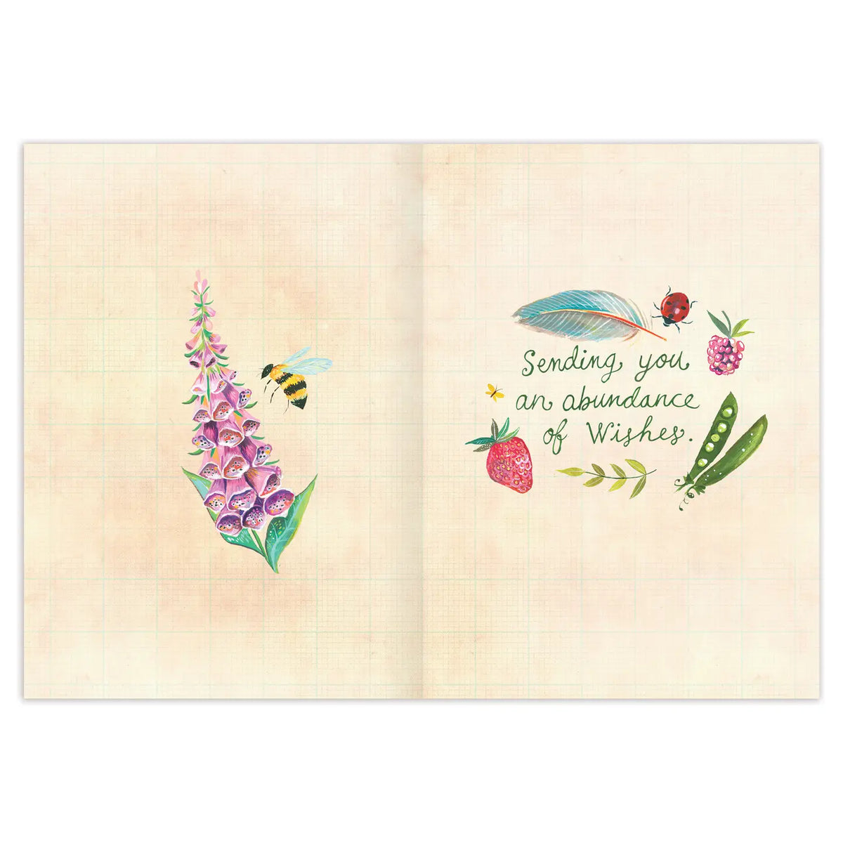 Gardener's Birthday Card

Inside verse: Sending you an abundance of wishes.&nbsp;

• Size: A6, 4.6" x 6.4"
• Illustrated by Katie Daisy
• Full-color inside
• Paired with a Brown Kraft envelope
• Printed in the USA on high-quality recycled post-consumer waste paper

About The Artist: Katie Daisy was raised by the birds and warm breezes of small-town Lindenwood, Illinois, brought up among the wildflowers with roots planted deeply in the natural world. She found her voice and honed her skills at the Minneapoli