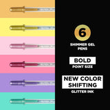 Shimmer’s color-shift gel ink transforms at different angles, revealing new hues as light shifts.


This dynamic ink writes beautifully on white &amp; dark paper, comes in bold tip size, and delivers Gelly Roll®&nbsp;‘s&nbsp;signature smooth writing every time. Perfect to add a magical twist to card making, scrapbooks, journals, notes,&nbsp;crafts and more!

Experience our mesmerizing GELLY ROLL®&nbsp;SHIMMER ink in 6 multidimensional shades: Copper, Pink, Fresh&nbsp;Green, Aqua Green, Purple, Red Violet.

