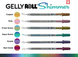 Shimmer’s color-shift gel ink transforms at different angles, revealing new hues as light shifts.


This dynamic ink writes beautifully on white &amp; dark paper, comes in bold tip size, and delivers Gelly Roll®&nbsp;‘s&nbsp;signature smooth writing every time. Perfect to add a magical twist to card making, scrapbooks, journals, notes,&nbsp;crafts and more!

Experience our mesmerizing GELLY ROLL®&nbsp;SHIMMER ink in 6 multidimensional shades: Copper, Pink, Fresh&nbsp;Green, Aqua Green, Purple, Red Violet.

