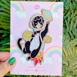 This awesome Astronaut Cat patch features a tuxedo cat with a helmet and rocket ship playing with some planets.

Beautifully woven with multi coloured threads, this fabulous patch with brighten up any coat, bag or hat!

Measurements: 64mm x 110mm