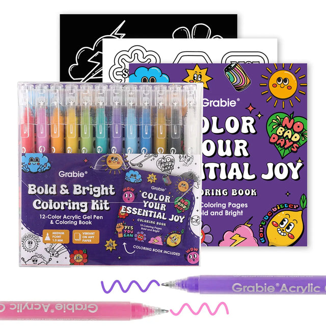Grabie Bold &amp; Bright Coloring Kit - Essential Color

Unleash your creativity with the Grable Bold &amp; Bright Coloring Kit! This collection is your all-in-one artistic adventure, combining smooth, vibrant acrylic gel pens with high-quality themed coloring books. Whether you are an experienced colorist or just starting out, this kit provides everything you need to transform your drawings, journals, and crafts into dazzling, colorful masterpieces.