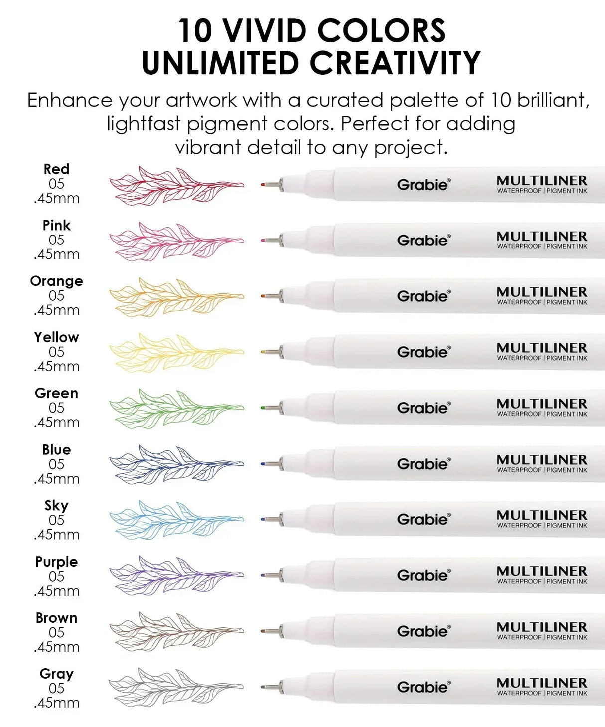 Grabie Waterproof Multiliner Drawing Pens - Multicolor

Define your world in detail with the Grabie 20 Multiliner Drawing Pen Set. This is the definitive collection engineered for artists, illustrators, and designers who demand professional, lasting results. We've combined 10 essential black line work tools and 10 brilliant color fineliners into a single, comprehensive set, empowering you to create everything from intricate sketches to vibrant, archival masterpieces.