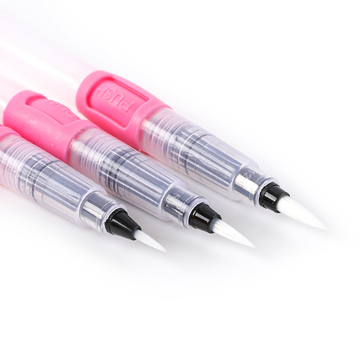 Embrace certainty in your artistic journey with Grabie's set of 3 water brush pens! Perfect for creating stunning watercolor paintings, captivating gouache artworks, and intricate calligraphy, this premium collection features durable nylon brush tips that provide sensitive responses for fine lines.  

DURABLE NYLON BRUSH TIPS - Hold their point and withstand wear, delivering delicate lines or pools of color. 

ASSORTED TIPS & PRECISE WATER FLOW - Although durable, the fiber tips maintain their shape for fin