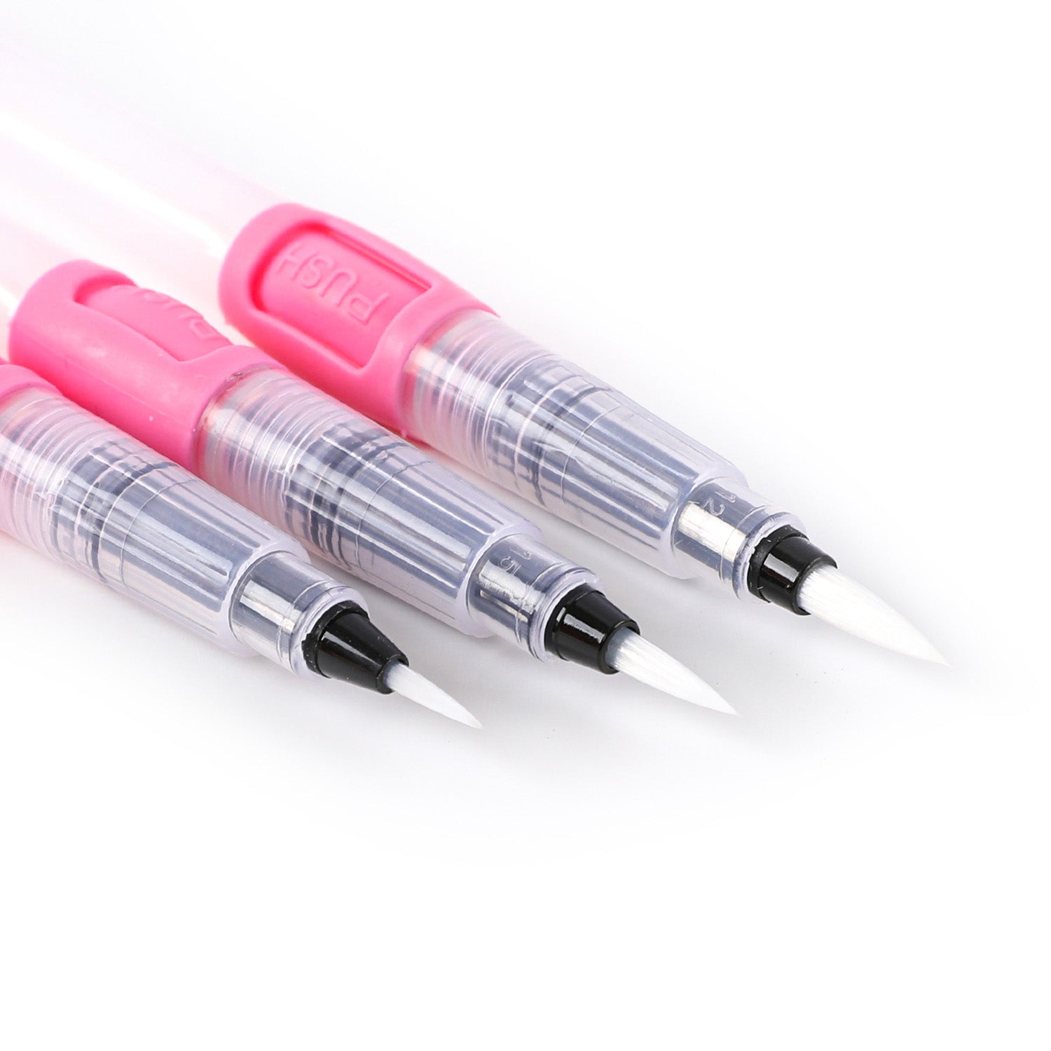 Embrace certainty in your artistic journey with Grabie's set of 3 water brush pens! Perfect for creating stunning watercolor paintings, captivating gouache artworks, and intricate calligraphy, this premium collection features durable nylon brush tips that provide sensitive responses for fine lines.  

DURABLE NYLON BRUSH TIPS - Hold their point and withstand wear, delivering delicate lines or pools of color. 

ASSORTED TIPS & PRECISE WATER FLOW - Although durable, the fiber tips maintain their shape for fin