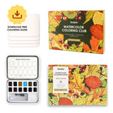 Introducing the "Autumn-Themed Watercolor Coloring Club Box," a charming set for all ages. It includes a 12-color watercolor pocket set inspired by fall and a 15-sheet coloring pad—perfect for capturing the season’s warmth.

Capture Autumn's Beauty - Celebrate autumn with 12 carefully selected shades inspired by the season. The included 15-sheet coloring pad gives you the ideal surface to explore rich tones and seasonal charm in every brushstroke.

Premium Paper & Coloring Guide - Scan the QR code for a fre