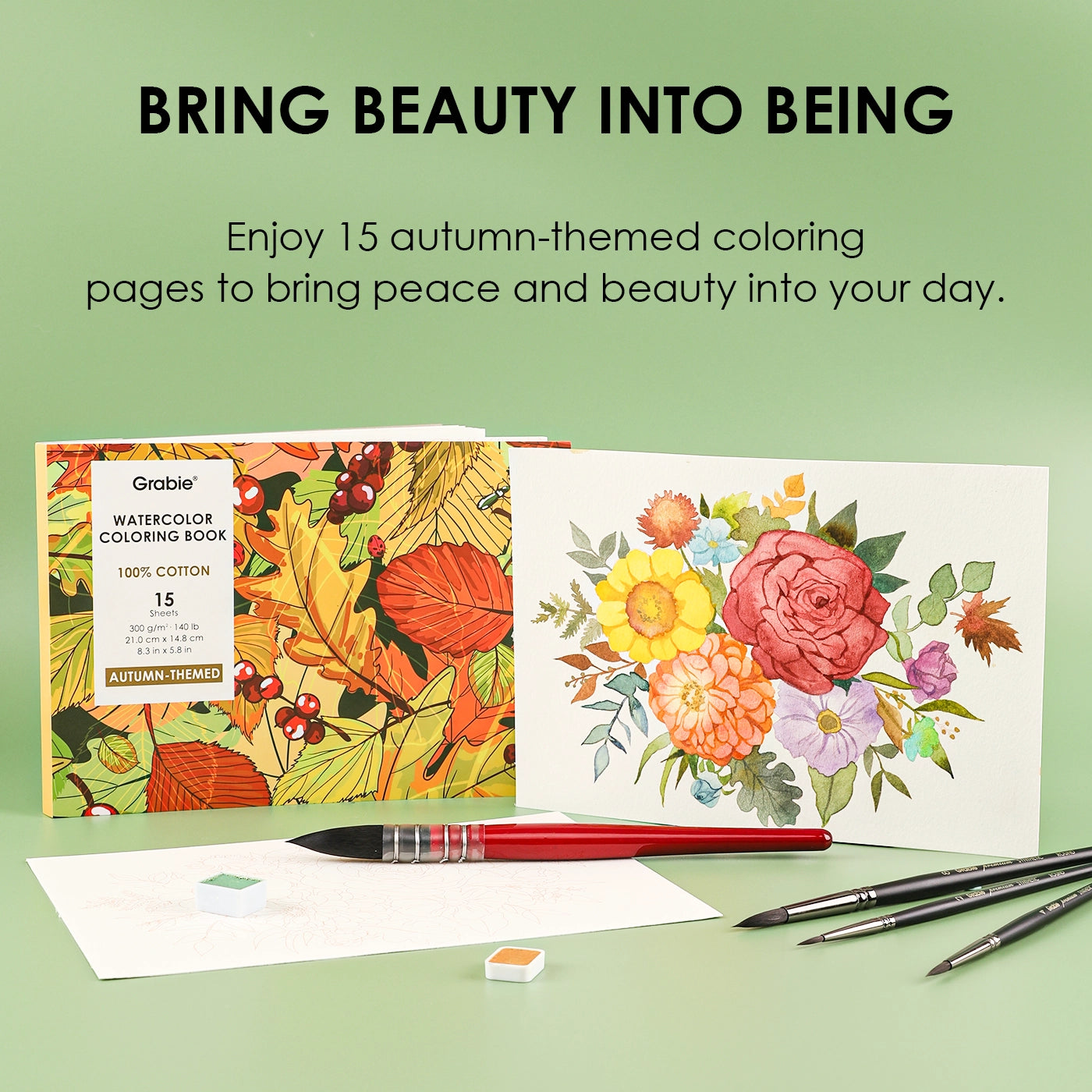 Introducing the "Autumn-Themed Watercolor Coloring Club Box," a charming set for all ages. It includes a 12-color watercolor pocket set inspired by fall and a 15-sheet coloring pad—perfect for capturing the season’s warmth.

Capture Autumn's Beauty - Celebrate autumn with 12 carefully selected shades inspired by the season. The included 15-sheet coloring pad gives you the ideal surface to explore rich tones and seasonal charm in every brushstroke.

Premium Paper & Coloring Guide - Scan the QR code for a fre