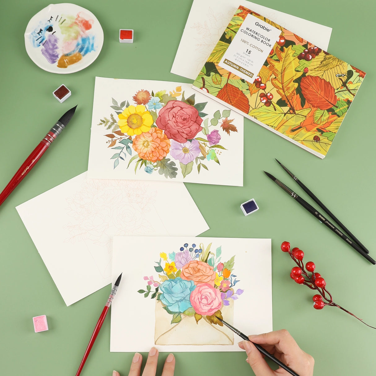 Introducing the "Autumn-Themed Watercolor Coloring Club Box," a charming set for all ages. It includes a 12-color watercolor pocket set inspired by fall and a 15-sheet coloring pad—perfect for capturing the season’s warmth.

Capture Autumn's Beauty - Celebrate autumn with 12 carefully selected shades inspired by the season. The included 15-sheet coloring pad gives you the ideal surface to explore rich tones and seasonal charm in every brushstroke.

Premium Paper & Coloring Guide - Scan the QR code for a fre