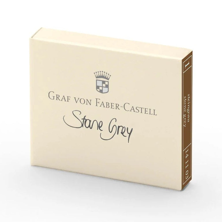 Each pack of Graf Von Faber-Castell cartridges come with 6 ink cartridges. These inks are document proofed: smudge-resistant, reproducible, light-fast and waterproof, cannot be erased and is resistant to many chemicals and solvents. Highest-quality ingredients.

Each cartridge is 0.86 ml.&nbsp;
6 ink cartridges