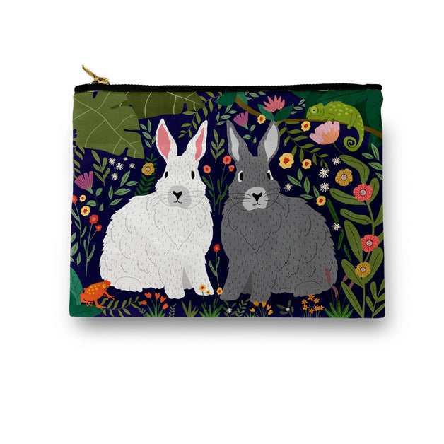 Neceser / neceser con conejitos grises y blancos 
